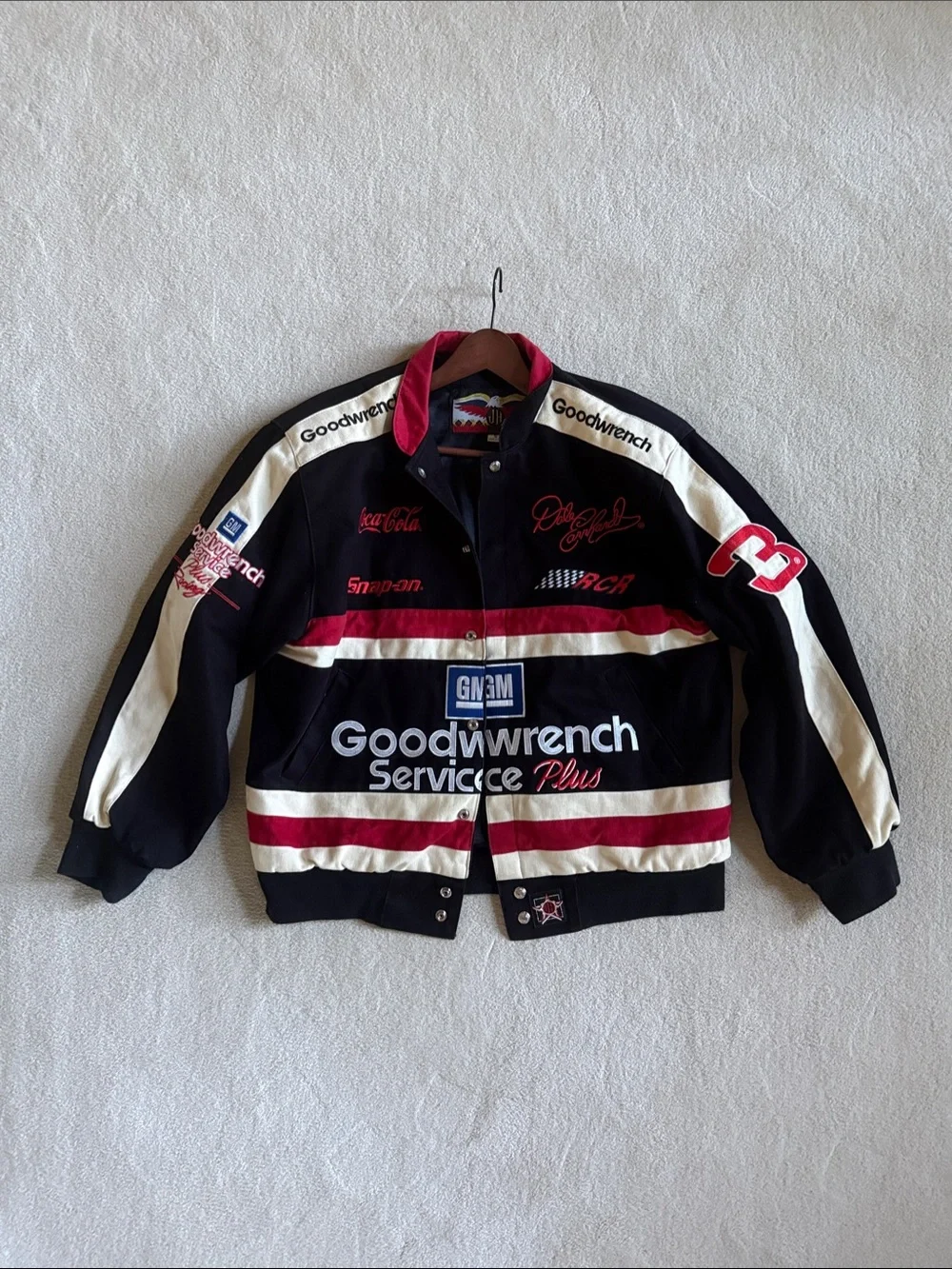 JH Collectibles Black, White & Red Goodwrench Racing Bomber Jacket